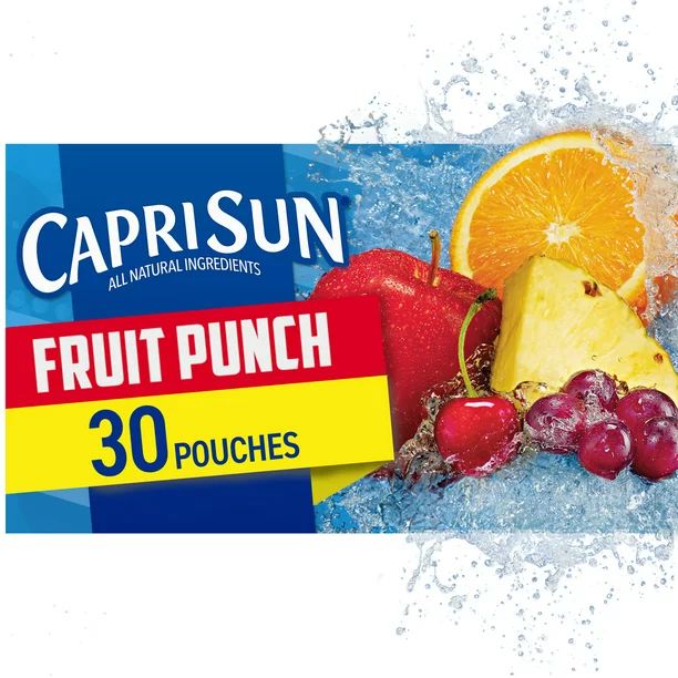 Capri Sun Fruit Punch Naturally Flavored Juice Drink Blend, 30 ct Box, 6 fl oz Pouches | Walmart (US)