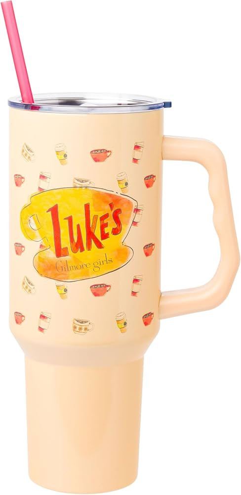Silver Buffalo Gilmore Girls Luke's Diner Stainless Steel Tumbler with Handle and Straw, Fits in ... | Amazon (US)
