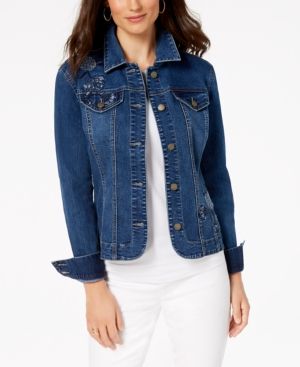 Charter Club Embroidered Denim Jacket, Created for Macy's | Macys (US)