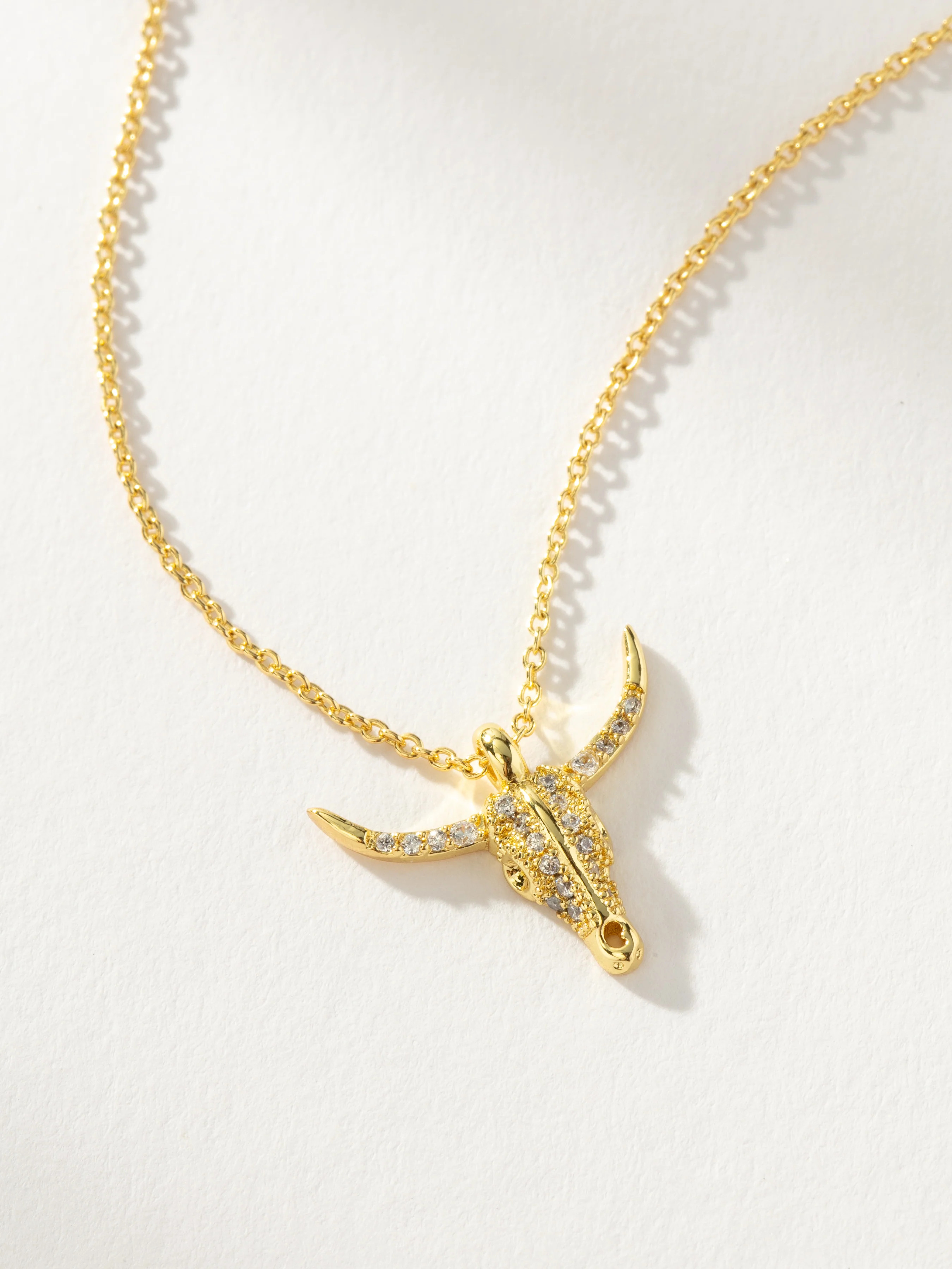 Fighter Longhorn Pendant, Pavé + Chain Necklace 2.0 | Uncommon James | Uncommon James