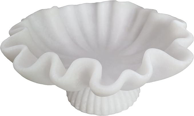 10" Large Decorative Bowl decor - milky white Scalloped Decorative Bowls for Home Decor - Organic... | Amazon (US)