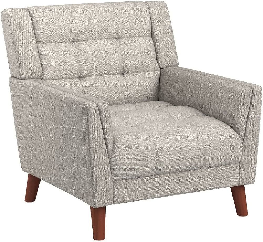 Christopher Knight Home Evelyn Mid Century Modern Fabric Arm Chair, Beige & Walnut | Amazon (US)