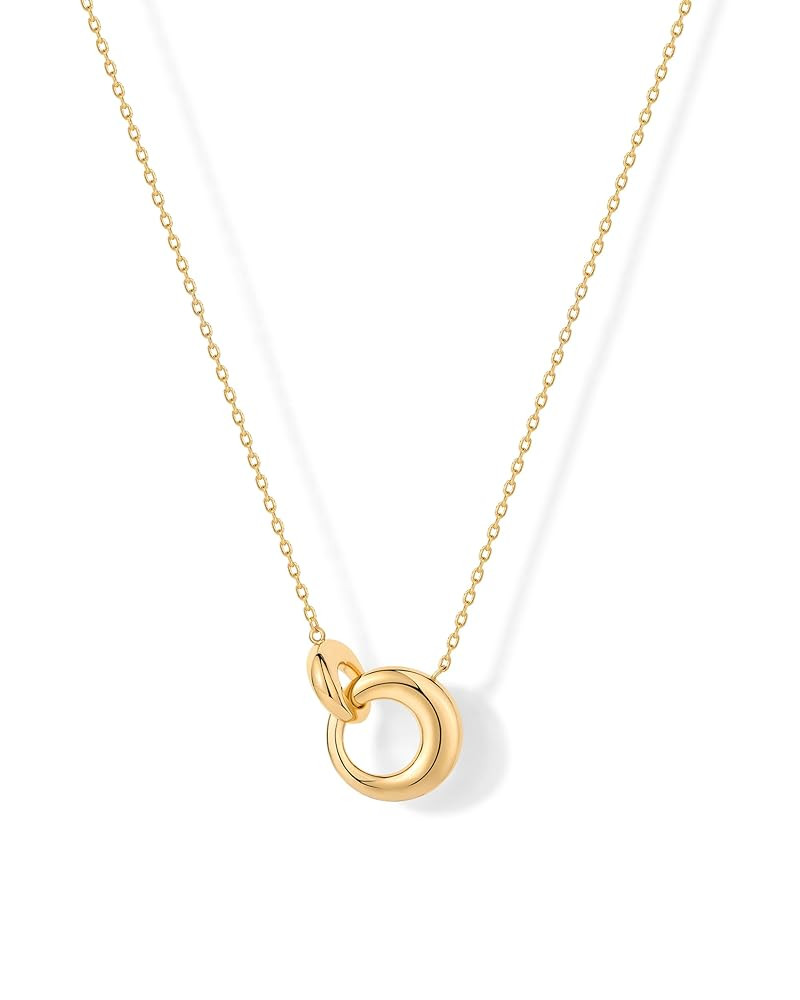 PAVOI 14K Gold Plated Dainty Interlock Pendant Necklace for Women | Circle Link Pendant Necklaces | Amazon (US)