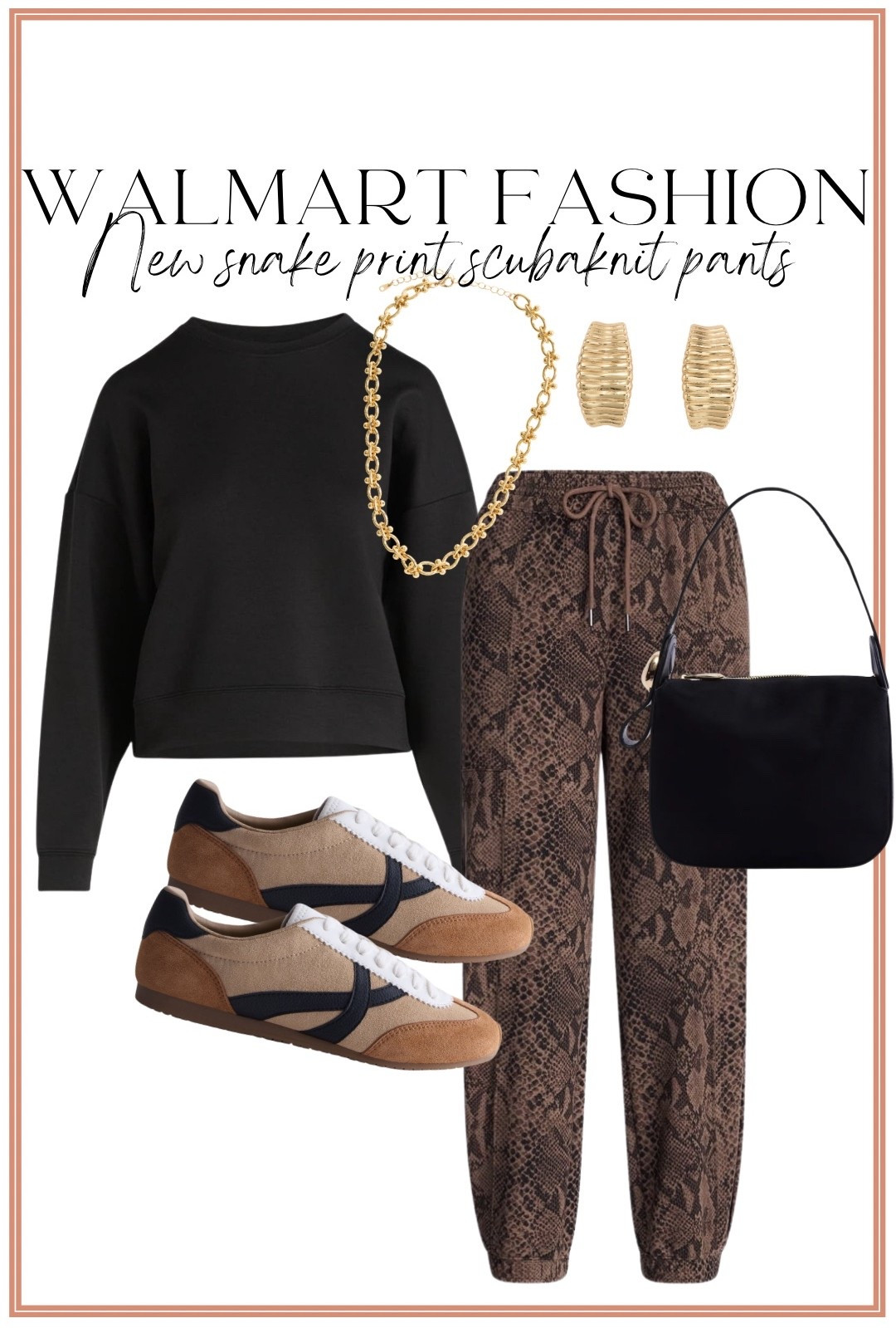 These new Walmart arrivals are giving elevated athleisure with a fun twist 🤎🐍 The new scuba knit snake print joggers are such a statement piece while still being incredibly comfortable. I paired them with a classic black sweatshirt, retro-inspired sneakers, and simple accessories for an easy everyday look that’s perfect for errands, travel days, coffee runs, or casual weekends. Comfortable, on-trend, and budget-friendly… exactly what I love finding at Walmart!

#walmartfashion #walmartfinds #walmartstyle #walmartnewarrivals #snakeprint #scubaknit #athleisure #casualstyle #fallfashion #falloutfit #joggers #retrostyle #sneakerstyle #everydayoutfit #momstyle #affordablefashion #budgetfashion #neutralstyle #ootd #fashionfinds

#LTKootd #LTKPetite