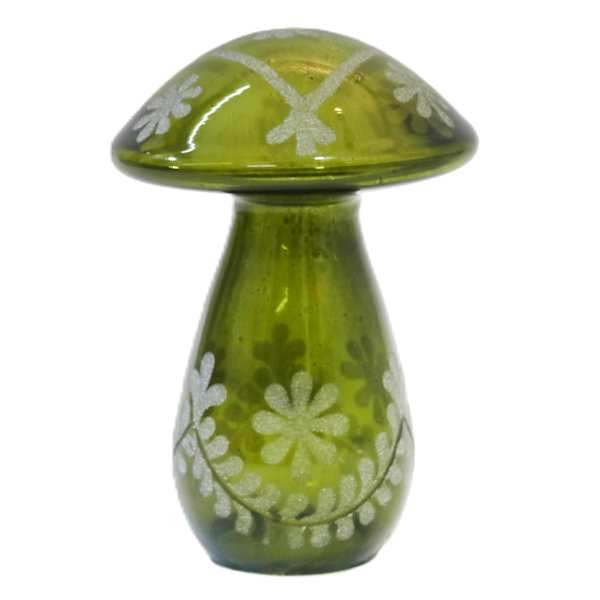Iridescent Etched Glass Mushroom, 5", Purple, sold by At Home | At Home