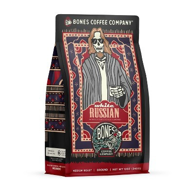 Bones Coffee Company White Russian Ground Coffee Beans Cream & Coffee Liqueur Flavor 12 oz Medium Roast (Ground) | Target