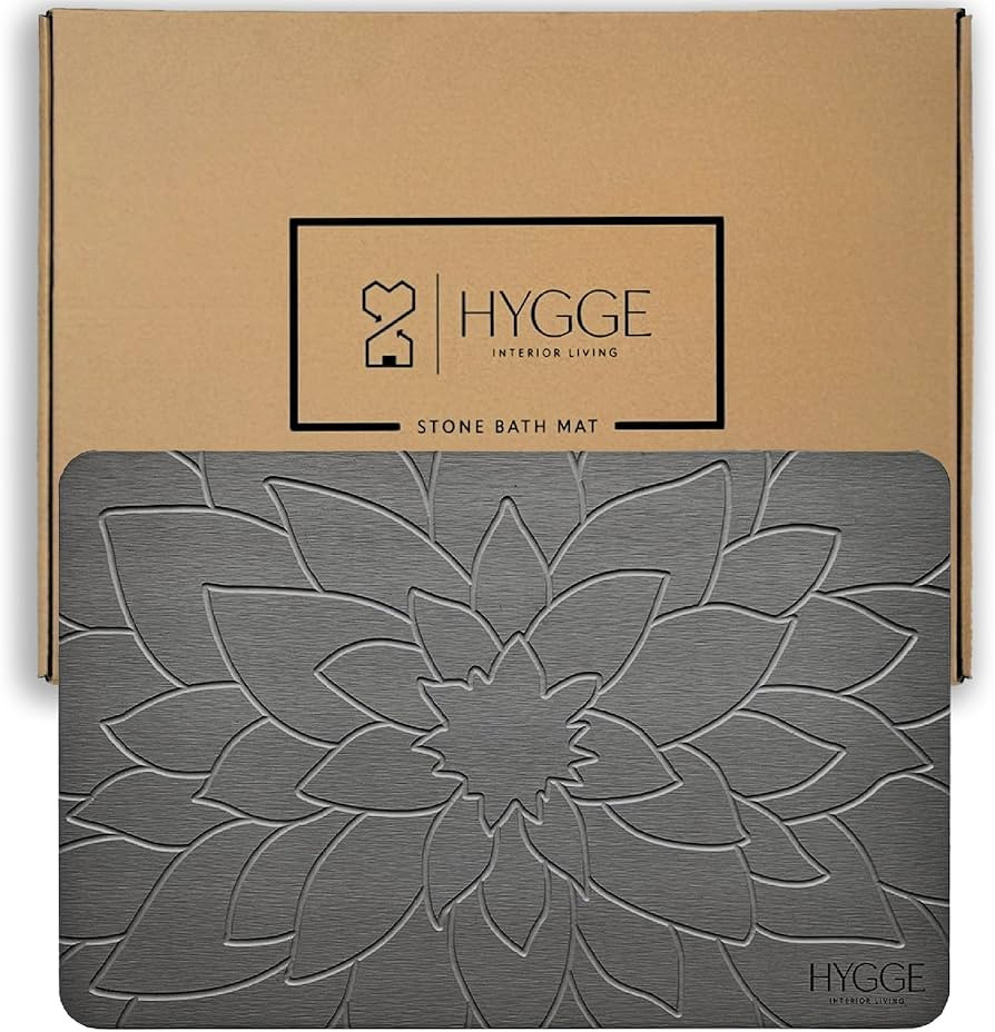 Premium Engraved Stone Bath Mat - Instant Dry Non-Slip Diatomaceous Earth Shower Mat, Modern Luxu... | Amazon (US)