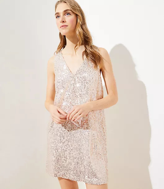 Sequin Bow Back Dress | LOFT | LOFT