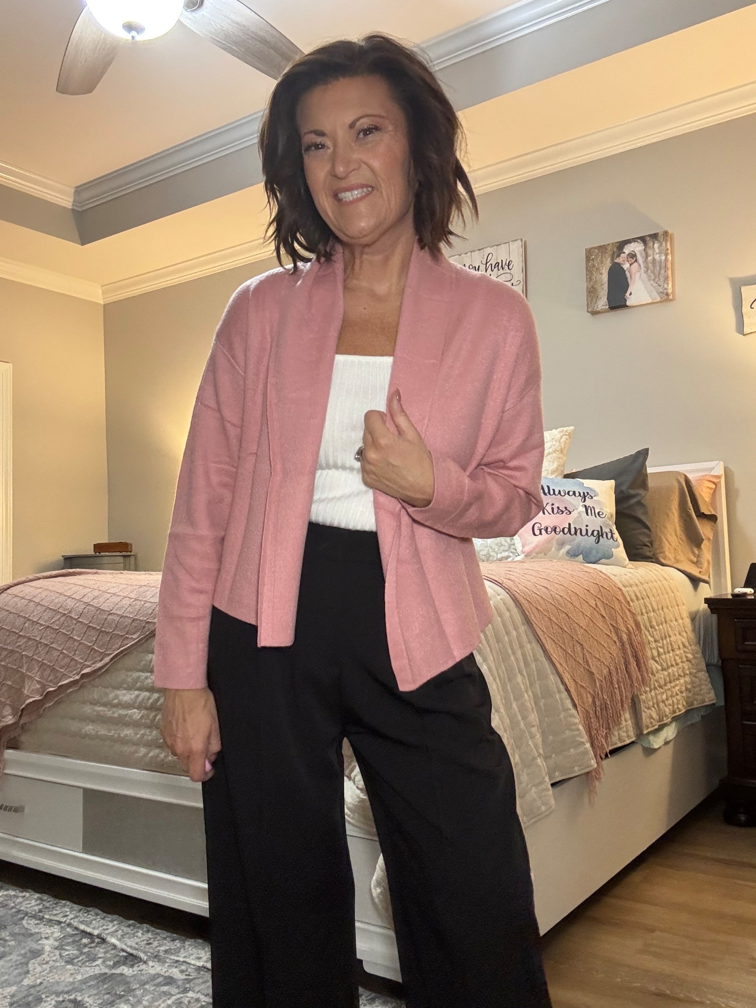 The viral cardigan that’s everywhere this fall 🍂✨ Every influencer has styled it, and for good reason—it’s soft, cozy, and drapes beautifully while still feeling polished. Paired with wide-leg black trousers and a fitted tank, it’s the perfect mix of comfort and chic for work, travel, or weekend errands. A must-have fall layer that elevates even the simplest outfit.

#AmazonFashion #LTKStyle #FallOutfitInspo #AmazonFinds #ViralSweater #BusinessCasualStyle #ElderMillennialStyle #WardrobeStaples 

#LTKStyleTip #LTKOver40 #LTKWorkwear
