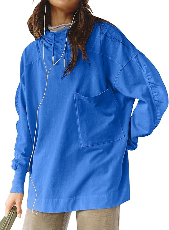 Oversized Hoodies For Women Trendy Casual Long Sleeve Henley Neck Fall Pullover Sweatshirt Tops P... | Amazon (US)