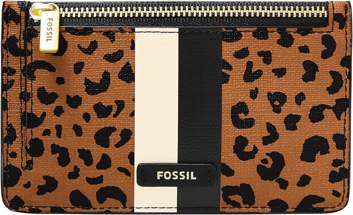 Fossil Women's Logan Leather Zip Card Case Wallet With Keychain | Amazon (US)