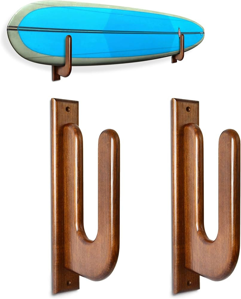 TESLYAR Surfboard Rack Holder Hooks Ash Tree Wood Eco-Friendly Display Natural Finish Snowboard W... | Amazon (US)