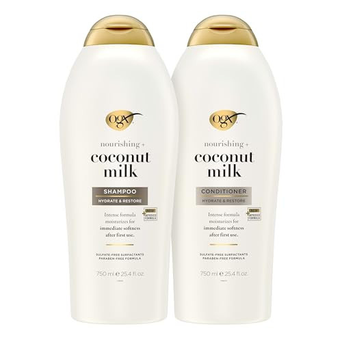 OGX Nourishing + Coconut Milk Shampoo & Conditioner, Set, 25.4 Fl Oz (Pack of 2) | Amazon (US)
