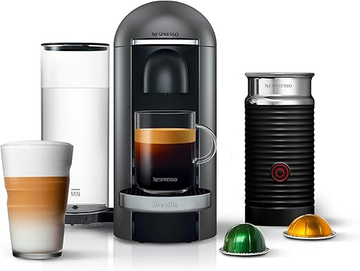 Nespresso VertuoPlus Deluxe Coffee and Espresso Machine by Breville with Milk Frother, Titan | Amazon (US)