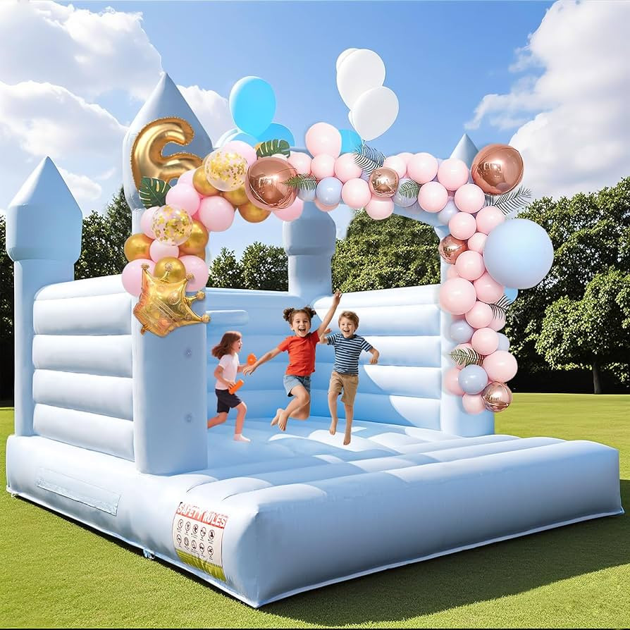 13.8FT White Bounce House Jump Castle for Kids, 100% PVC Indoor Outdoor Inflatable Bounce House, ... | Amazon (US)