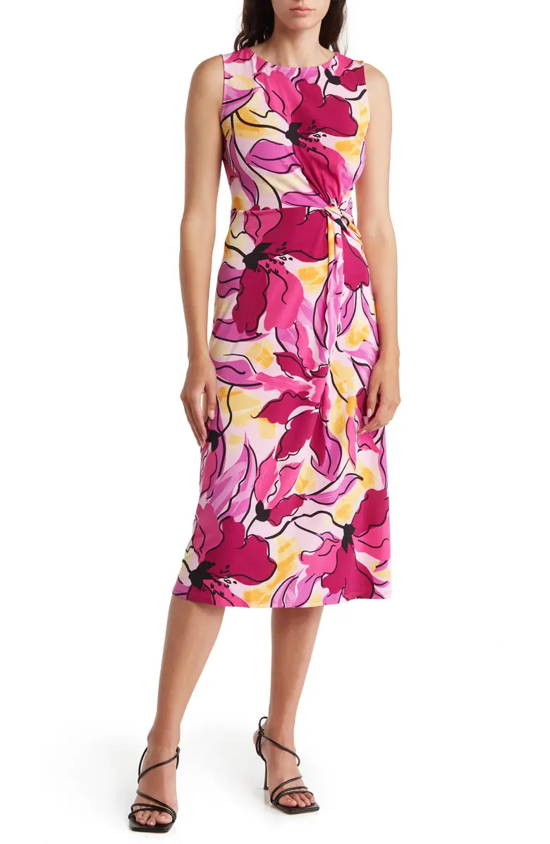 Floral Twist Front Midi Dress | Nordstrom Rack