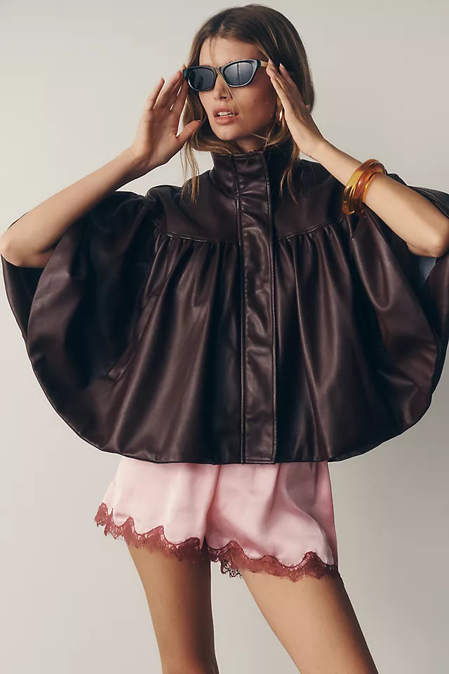 Faux-Leather Funnel-Neck Jacket | Anthropologie (US)