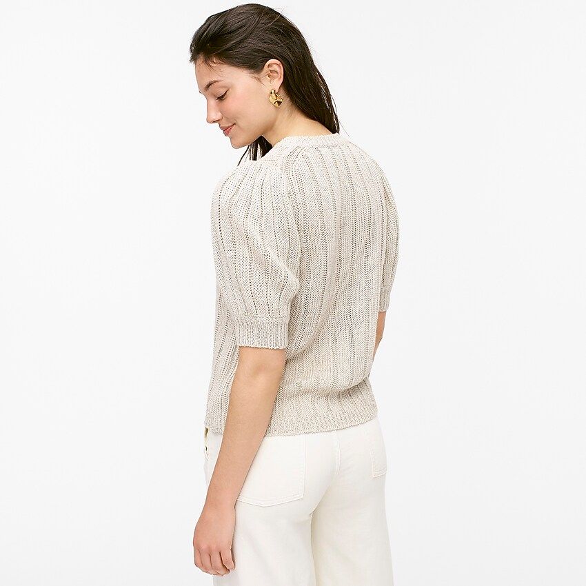 Puff-sleeve linen sweater | J.Crew US