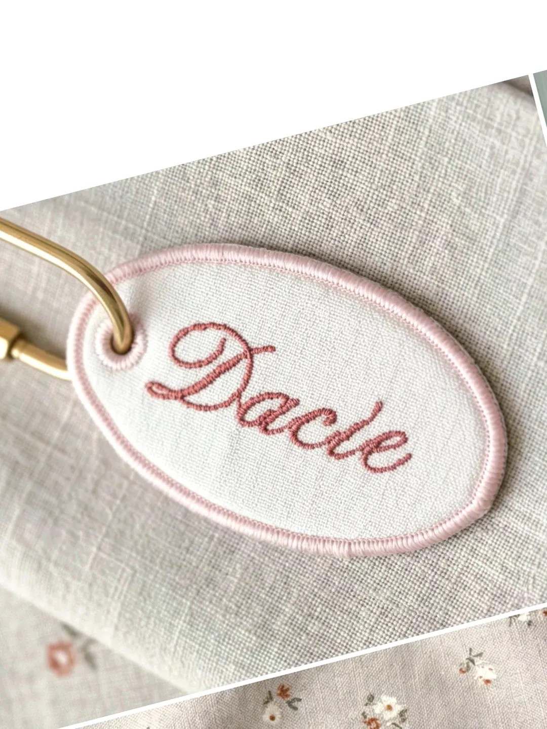 Custom Embroidered Oval Bag Charm | Personalized Luggage Tag Keychain | Etsy (DACH)