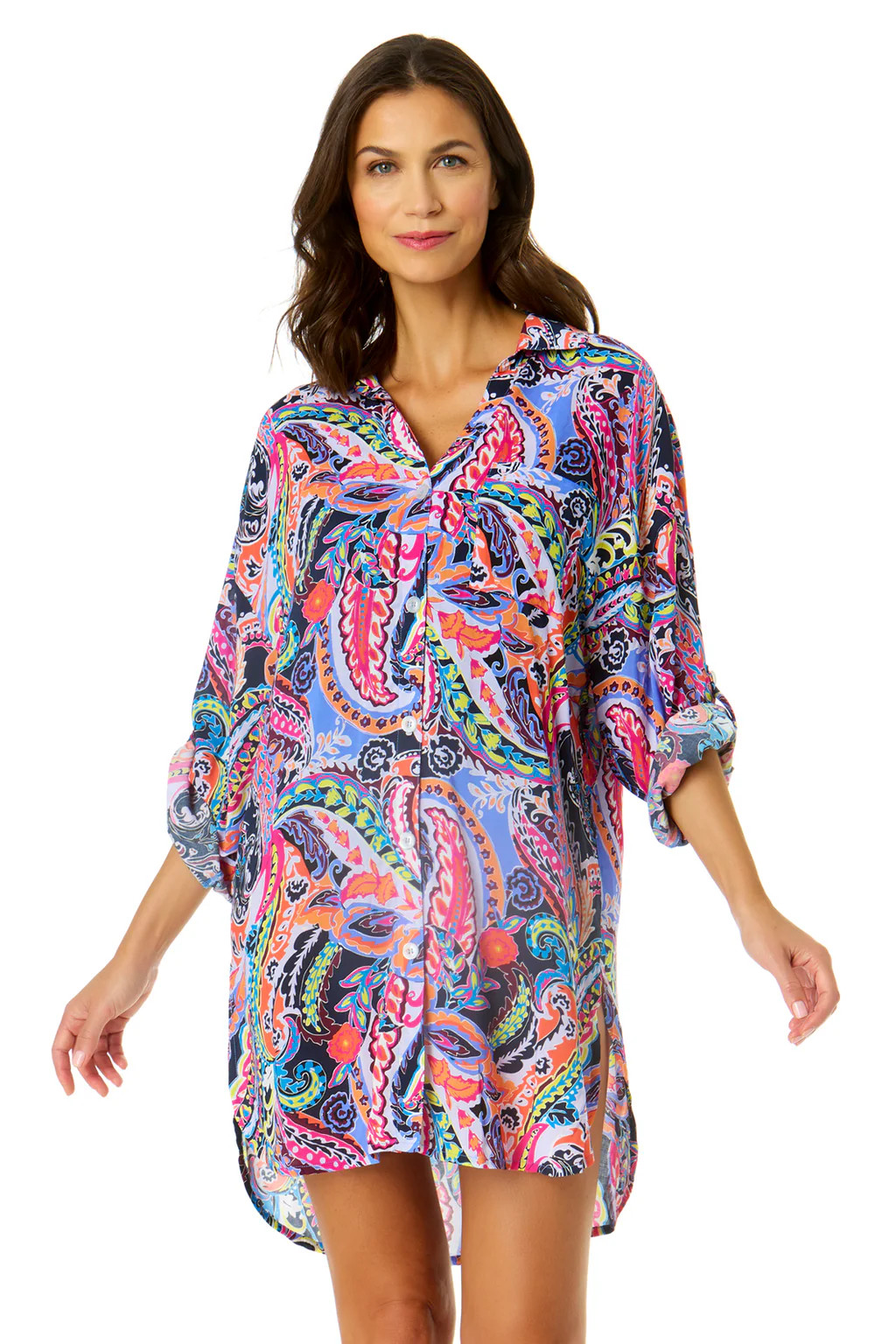 Women's Paisley Parade Button Down Shirt Swimsuit Cover Up | Anne Cole