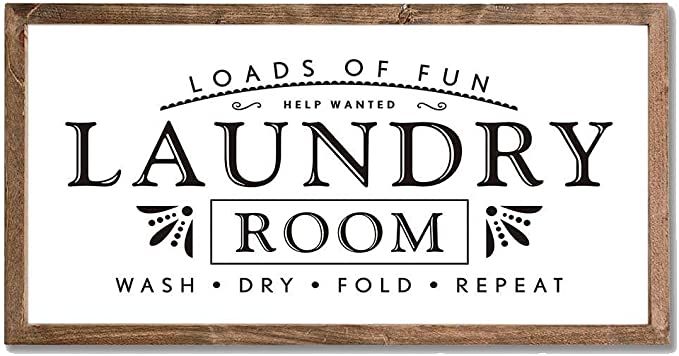 Laundry Signs for Home Decor Loads of Fun Laundry Room Wooden Sign | Amazon (US)