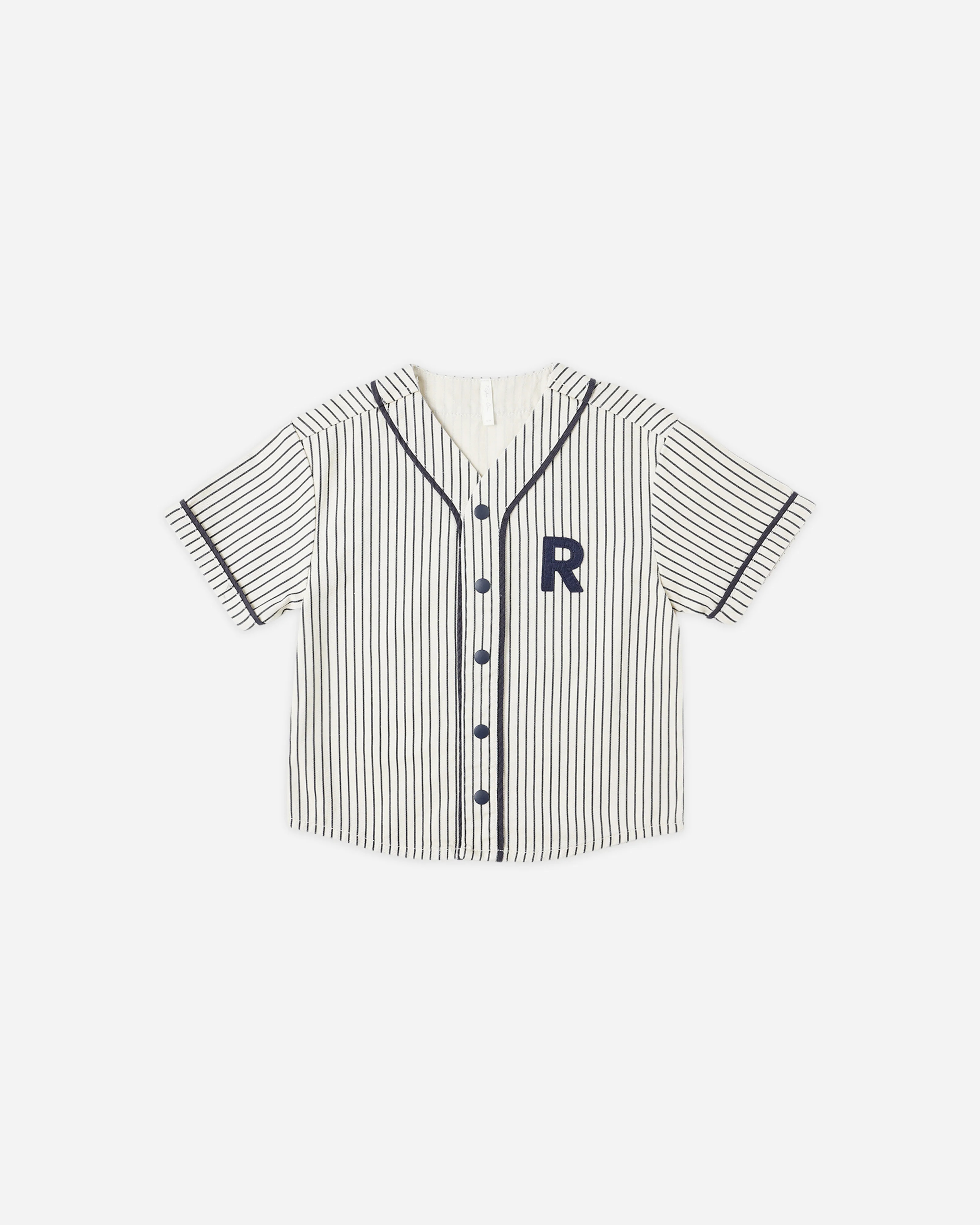 Baseball Shirt Navy Pinstripe | Rylee + Cru