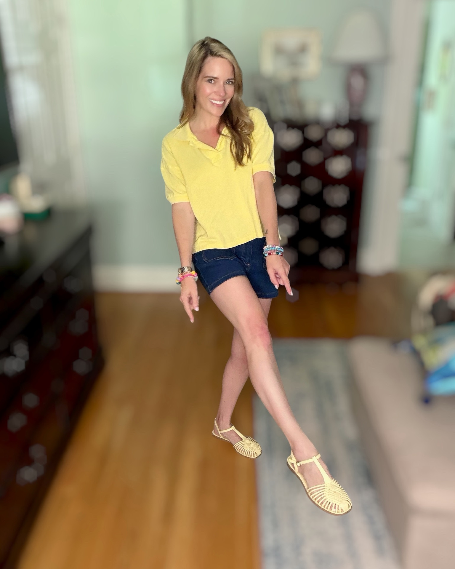 Sunny Day Style in Yellow ☀️💛

This buttery yellow polo top is giving all the happy summer vibes! Paired with dark wash utility shorts, woven huarache sandals, and colorful stacked bracelets, it’s an easy outfit that feels polished while still being comfortable enough for everyday wear. Perfect for errands, weekend brunch, vacations, or casual summer days. 🌼✨

I’m wearing the Holmes boyfriend polo in yellow, dark wash denim shorts, woven huarache flats, and my favorite colorful beaded bracelets for a fun pop of color. The relaxed fit makes this one an effortless throw-on-and-go outfit you’ll reach for all season long. 💛🩵

summer outfit, yellow polo top, dark wash denim shorts, huarache sandals, casual chic style, colorful bracelets, vacation outfit, preppy summer style, everyday outfit inspiration, comfortable summer fashion ☀️✨💛

#LTKOver40 #LTKPetite #LTKootd