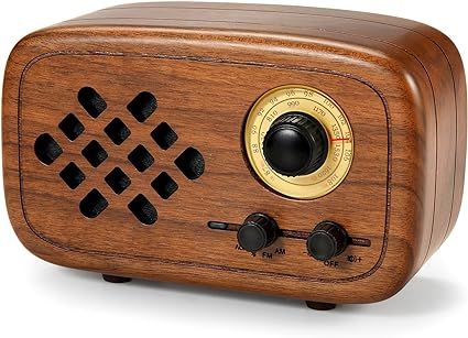 Rerii Bluetooth Speaker, Handmade Walnut Wood Retro Small Bluetooth Radio FM AM, Portable Wireles... | Amazon (US)