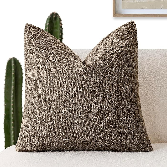 Foindtower Decorative Textured Boucle Throw Pillow Covers Accent Solid Pillow Cases Neutral Soft ... | Amazon (US)