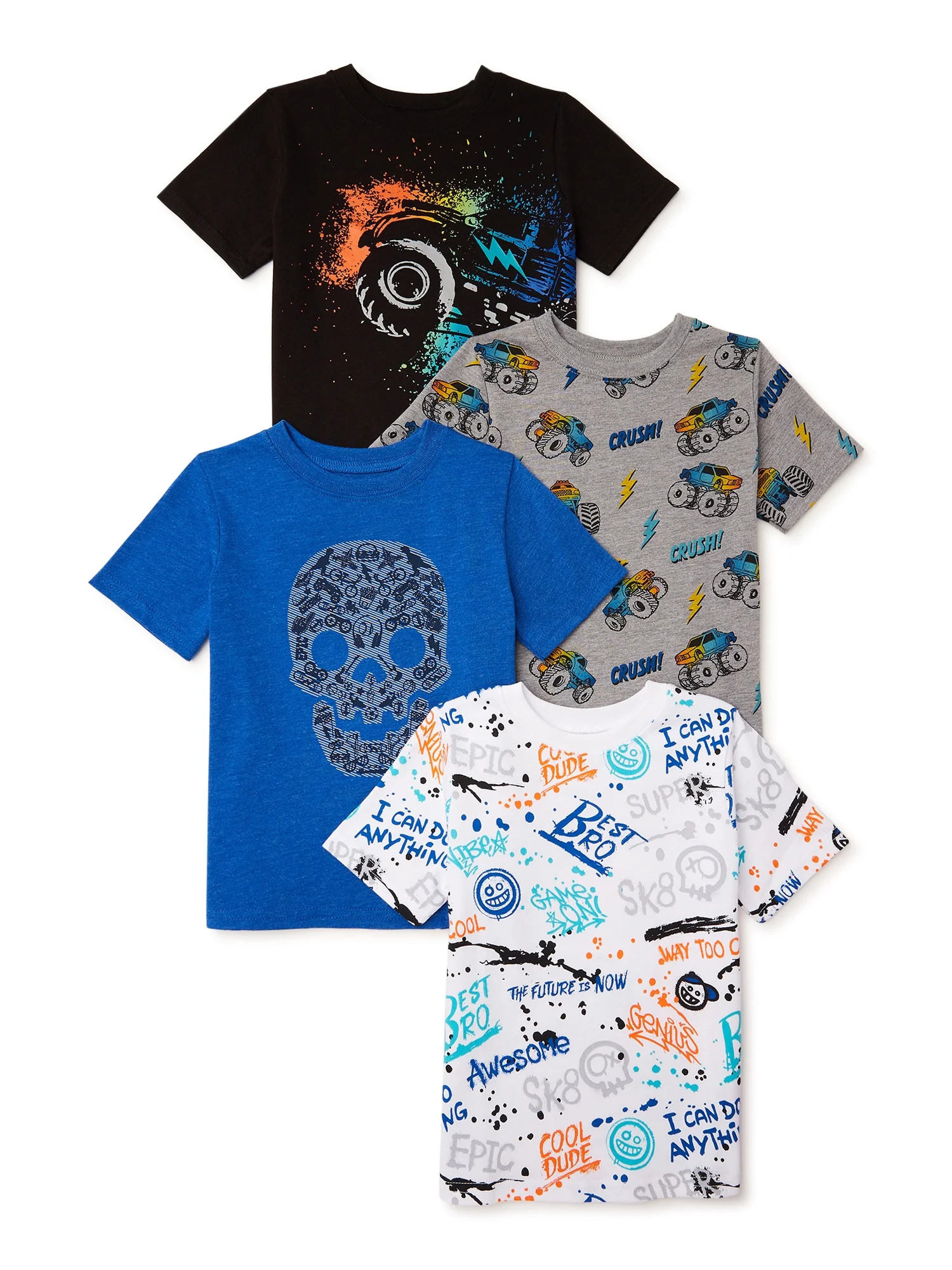 Garanimals Baby and Toddler Boy Graphic Short-Sleeve T-Shirt, 4-Pack, Sizes 12M-5T - Walmart.com | Walmart (US)