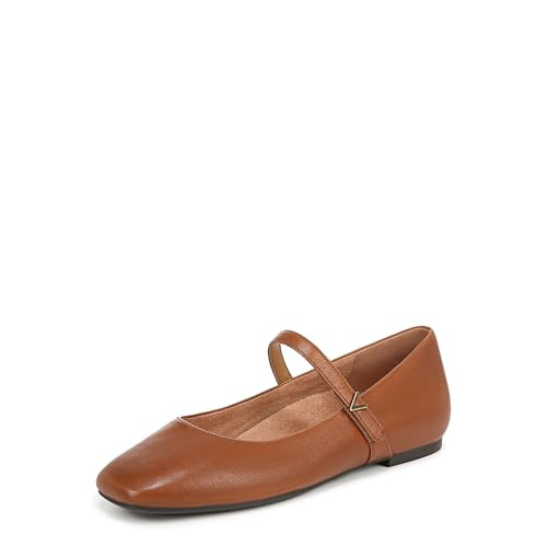 Vionic Women's Alameda Mary Jane Flat, Tan Brown Leather, 7.5 Narrow | Amazon (US)
