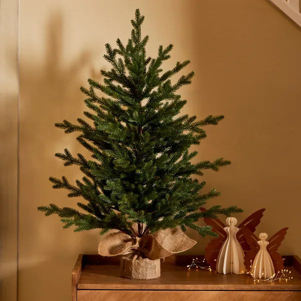 3ft Abies Christmas Tree in Burlap Base | Dunelm