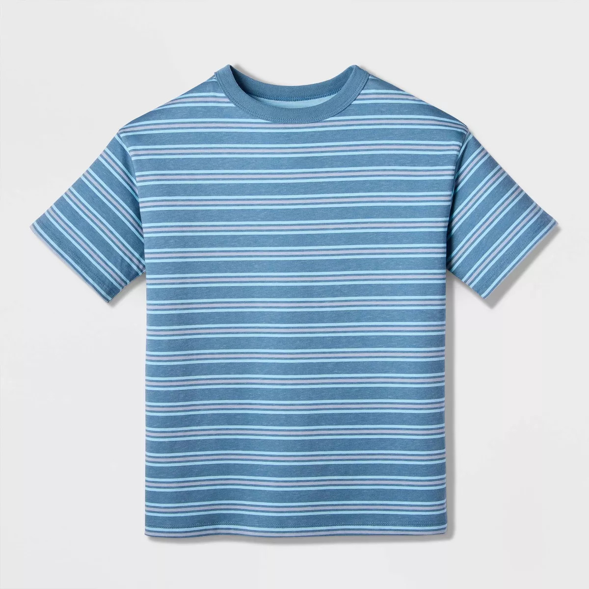 Boys' Short Sleeve 100% Cotton Striped Relaxed Fit T-Shirt - Cat & Jack\u2122 Steel Blue S | Target