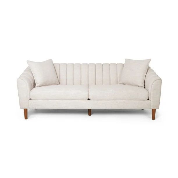 Noble House Orly Contemporary 3 Seater Fabric Sofa, Beige | Walmart (US)