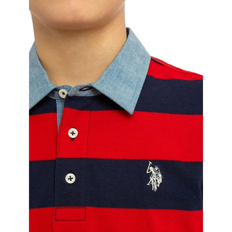 U.S. Polo Assn. Boys Long Sleeve Rugby Stripe Polo Shirt, Sizes 4-18 | Walmart (US)