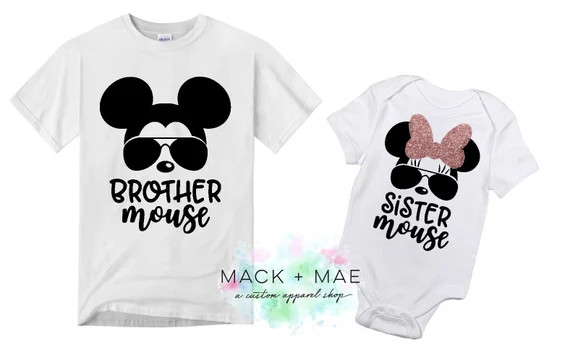 Matching Sibling Disney Family Shirts Sunglasses Mickey Mouse | Etsy | Etsy (US)