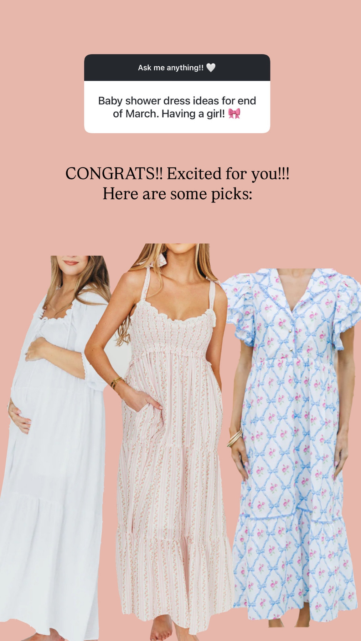 Baby shower dresses for the mom to be! Girl baby shower picks!

#LTKBump #LTKBaby #LTKFindsUnder100