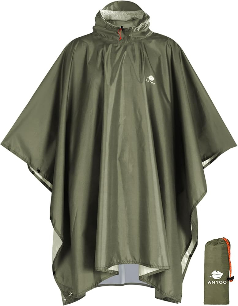 ANYOO Waterproof Rain Poncho Lightweight Reusable Hiking Rain Coat Jacket with Hood for Outdoor A... | Amazon (UK)
