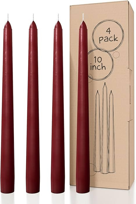 CANDWAX 10 inch Taper Candles Set of 4 - Dripless Taper Candles and Unscented Candlesticks - Perf... | Amazon (US)