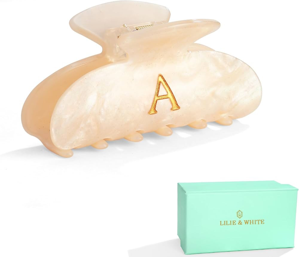 LILIE&WHITE Acrylic Letter Hair Clips For Women Stylish A Monogram Hair Claw Alphabet Hair Clip F... | Amazon (US)