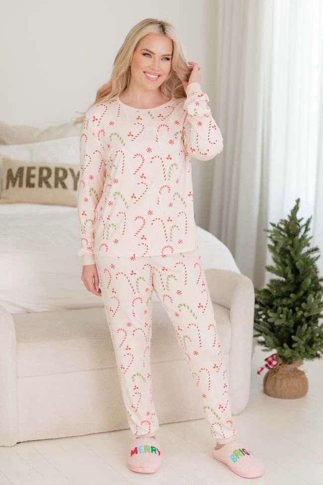 Merry All the Way Candy Canes Pajama Top FINAL SALE | Pink Lily
