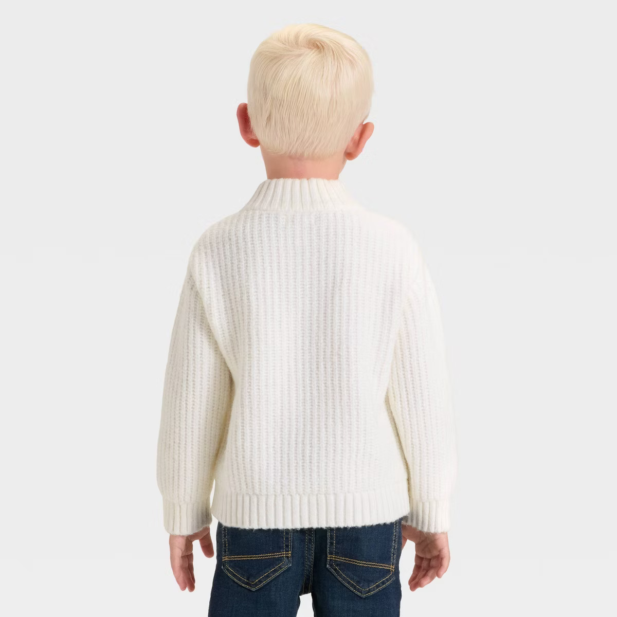 Toddler Boys' Mockneck Knit Sweater - Cat & Jack™ Cream 12M | Target