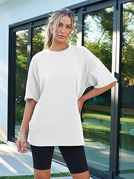 AUTOMET Womens Oversized T Shirts Workout Plus Size Short Sleeve Tops Casual Loose Basic Tees Sum... | Amazon (US)
