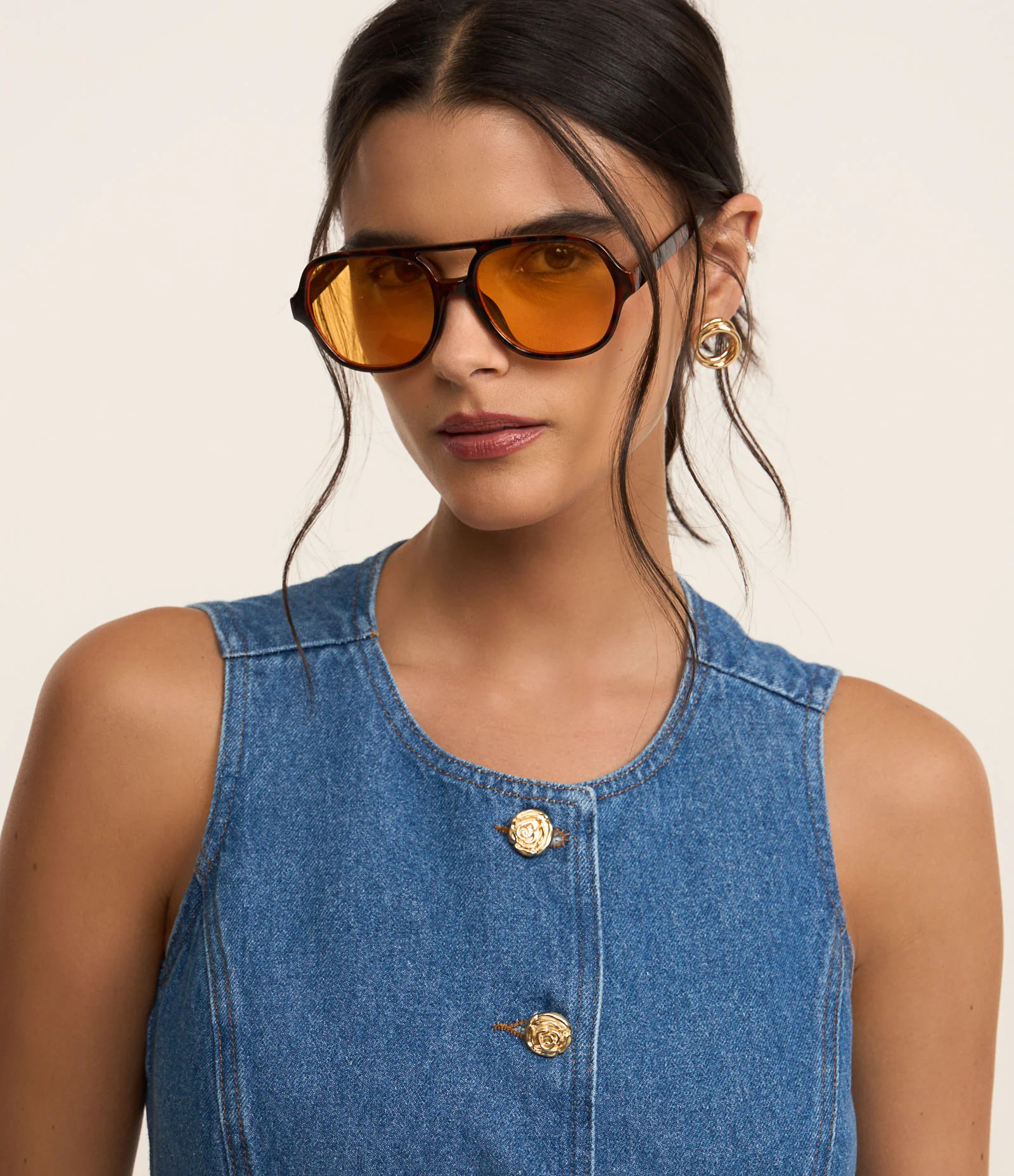 Colete Alongado em Jeans Cinturado com Botões Azul - Lojas Renner | Renner (BR)