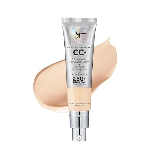 IT Cosmetics CC+ Cream - Full-Coverage Foundation With SPF 50, Color Corrector & Anti-Aging Serum... | Amazon (US)