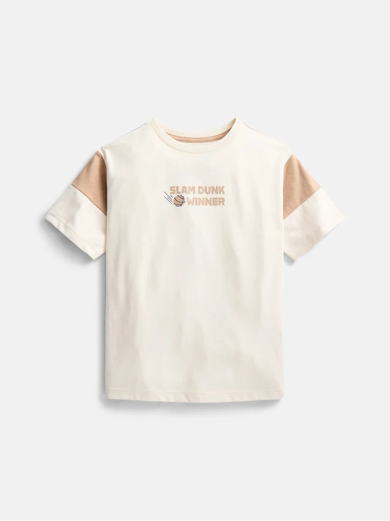 Wonder Nation Little Boys Colorblock Graphic Tee with Short Sleeves, Sizes 4-10 | Walmart (US)