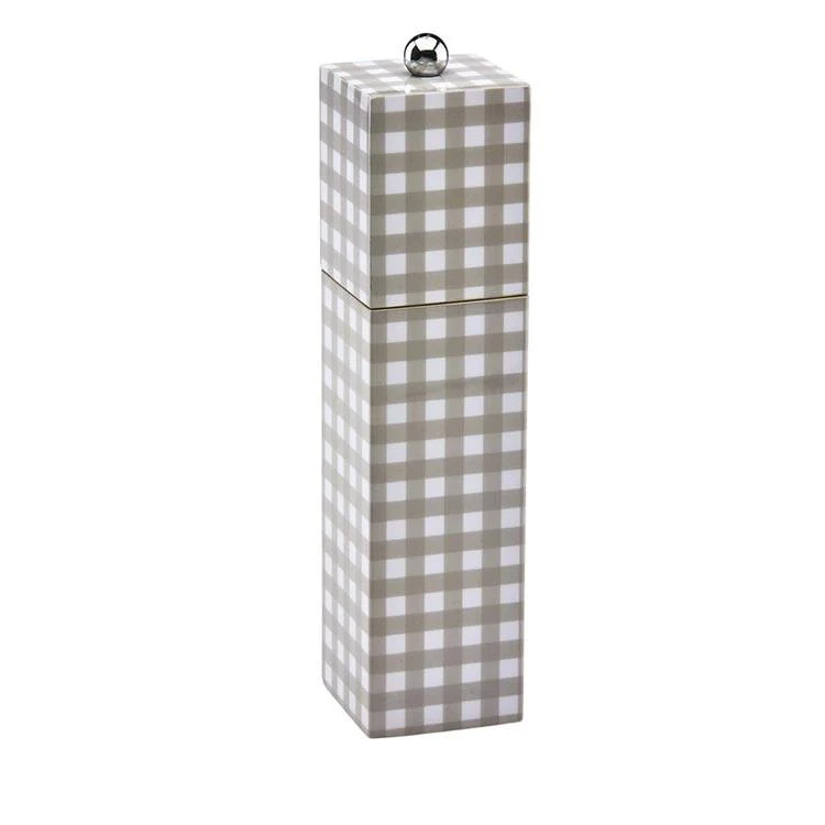 Cappuccino Gingham Square Pillar Salt or Pepper Mill | Addison Ross UK