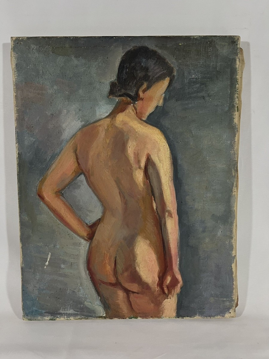 1940s Japanese Semi Antique Female Nude From Behind Oil Painting | eBay US