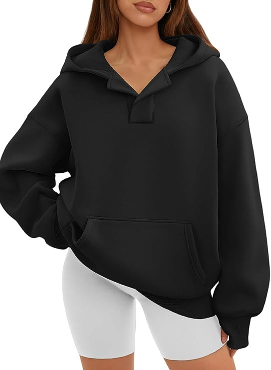 ATHMILE Oversized Hoodies for Women Fashion V Neck Pullover Sweatshirts with Thumb Hole Y2k Cloth... | Amazon (US)