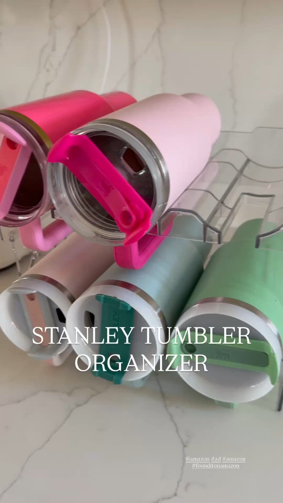 If your cabinets are also a mess, add these larger water bottle holders to your cart! We have the ones with the slots for Stanleys and the basic ones for non-handled bottles.